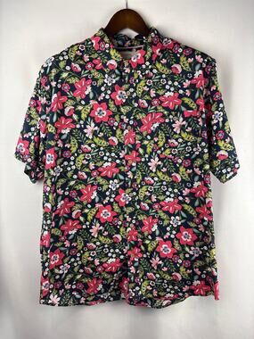 Men’s Weatherproof XL Navy Floral Short Sleeve Button Up